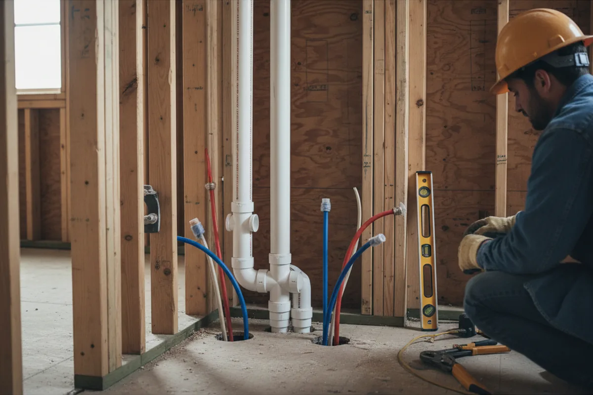 Drain and supply rough-in during Drain Cleaning in Loudonville